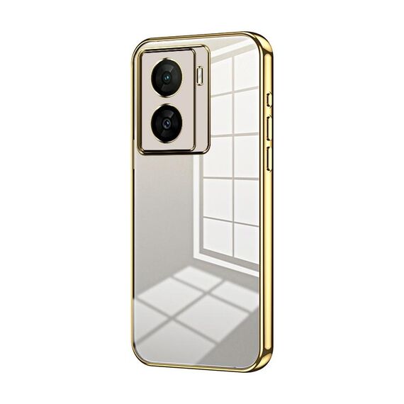 Per vivo iQOO Z7x Custodia per telefono con foro sottile con placcatura trasparente (oro)