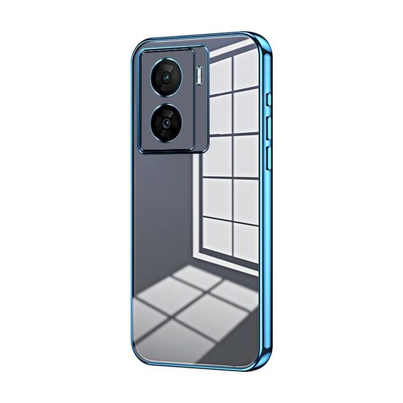 Per vivo iQOO Z7x Custodia per telefono con foro sottile con placcatura trasparente (blu)