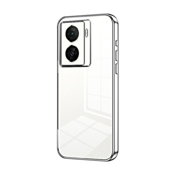Per vivo iQOO Z7x Custodia per telefono con foro sottile con placcatura trasparente (Argento)