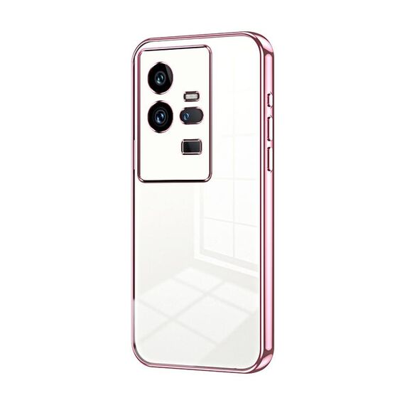 Per vivo iQOO 11 Pro Custodia per telefono con foro sottile con placcatura trasparente (rosa)