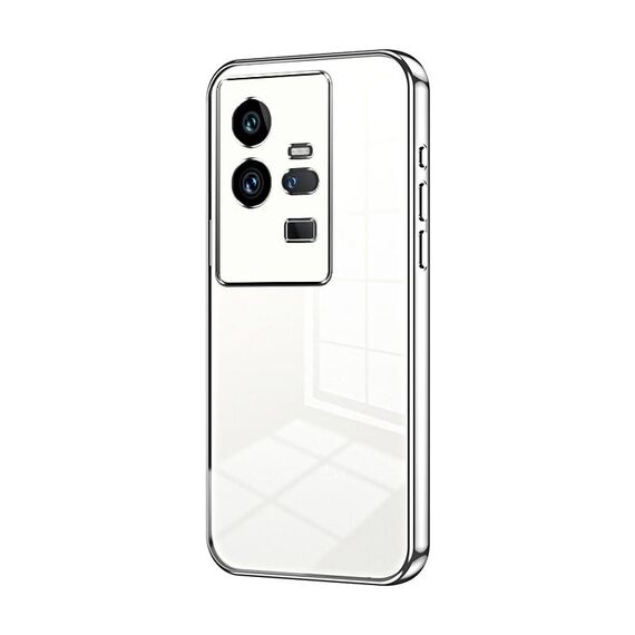Per vivo iQOO 11 Pro Custodia per telefono con foro sottile con placcatura trasparente (Argento)