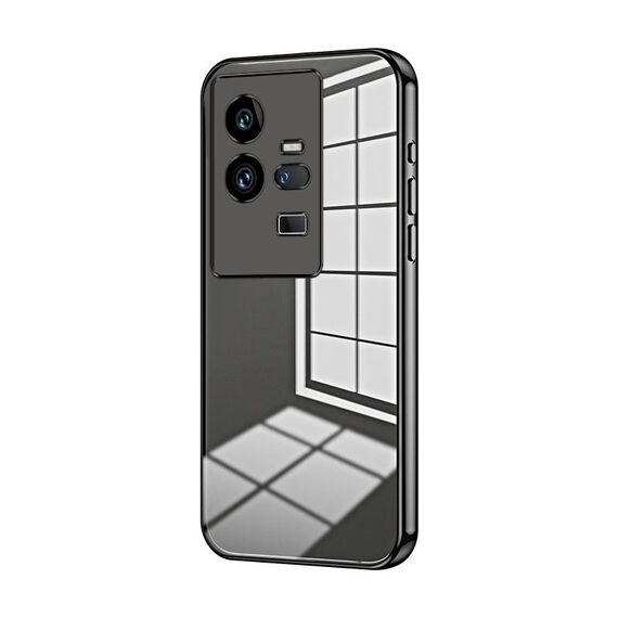 Per vivo iQOO 11 Pro Custodia per telefono con foro sottile con placcatura trasparente (nera)