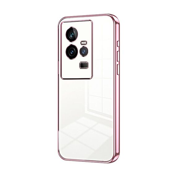 Per vivo iQOO 11 Custodia per telefono con foro sottile con placcatura trasparente (rosa)