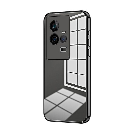 Per vivo iQOO 11 Custodia per telefono con foro sottile con placcatura trasparente (nera)