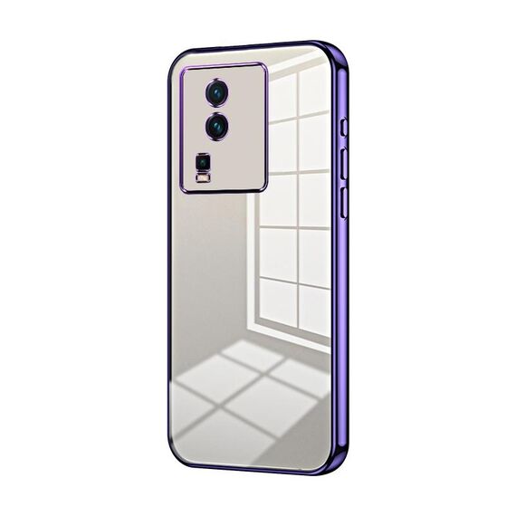 Per vivo iQOO Neo7 Custodia per telefono con foro sottile con placcatura trasparente (viola)