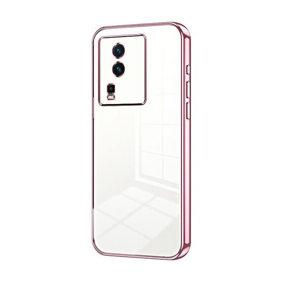 Per vivo iQOO Neo7 Custodia per telefono con foro sottile con placcatura trasparente (rosa)