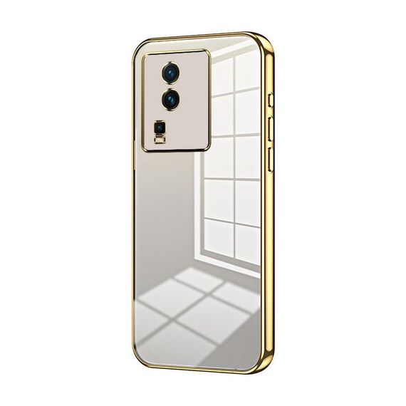 Per vivo iQOO Neo7 Custodia per telefono con foro sottile con placcatura trasparente (oro)