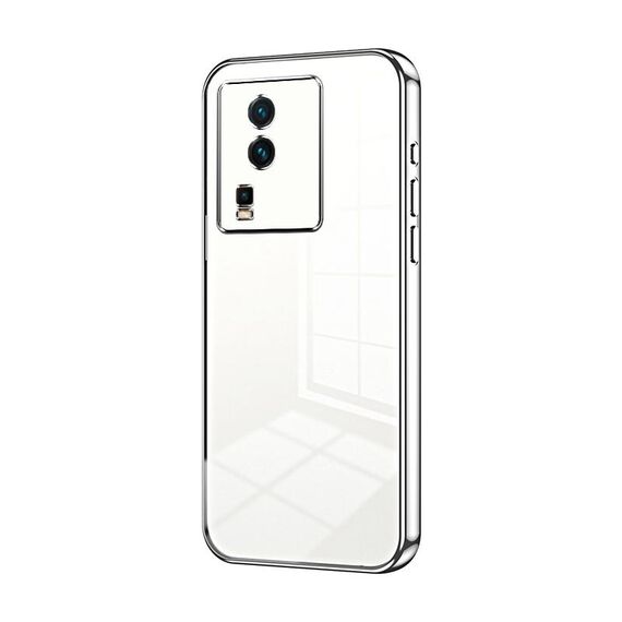 Per vivo iQOO Neo7 Custodia per telefono con foro sottile con placcatura trasparente (Argento)