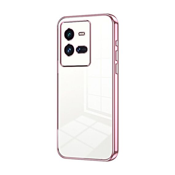 Per vivo iQOO 10 Pro Custodia per telefono con foro sottile con placcatura trasparente (rosa)