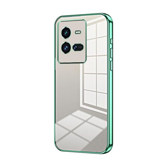 Per vivo iQOO 10 Pro Custodia per telefono con foro sottile con placcatura trasparente (verde)