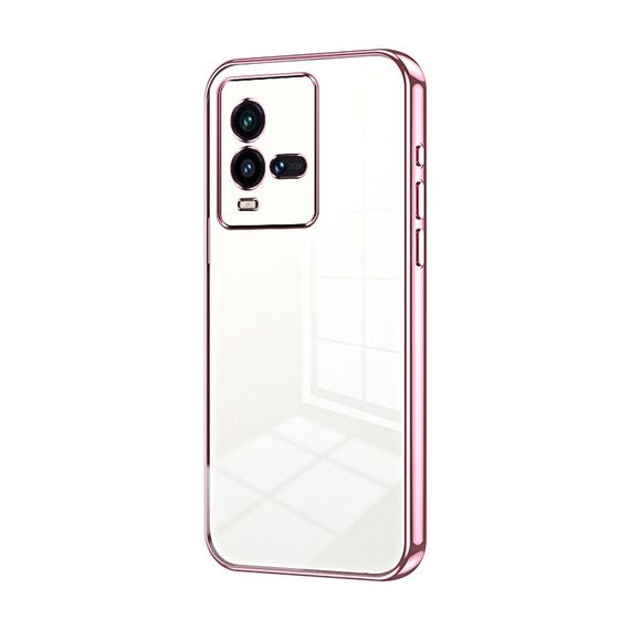 Per vivo iQOO 10 Custodia per telefono con foro sottile con placcatura trasparente (rosa)