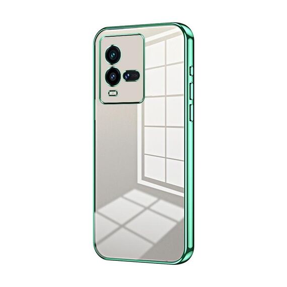 Per vivo iQOO 10 Custodia per telefono con foro sottile con placcatura trasparente (verde)