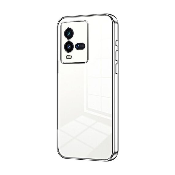 Per vivo iQOO 10 Custodia per telefono con foro sottile con placcatura trasparente (Argento)
