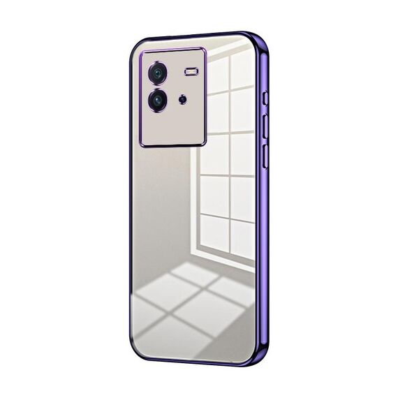Per vivo iQOO Neo6 Custodia per telefono con foro fine con placcatura trasparente (viola)