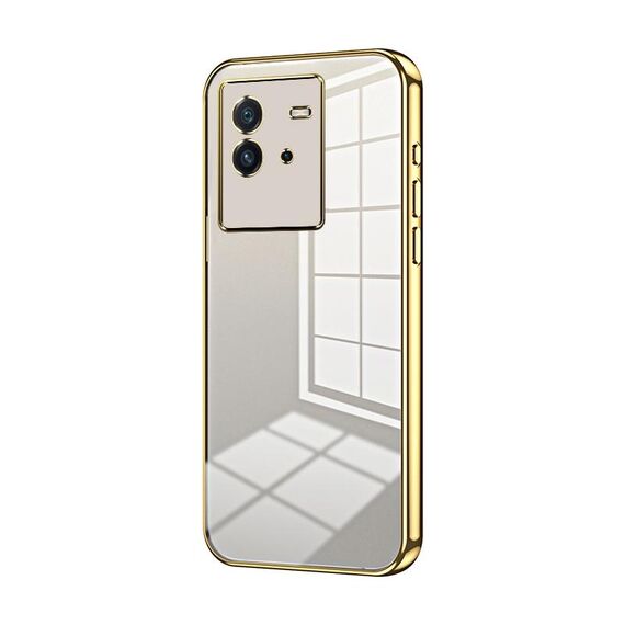 Per vivo iQOO Neo6 Custodia per telefono con foro sottile con placcatura trasparente (oro)