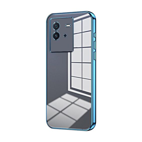 Per vivo iQOO Neo6 Custodia per telefono con foro sottile con placcatura trasparente (blu)
