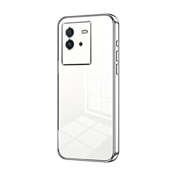Per vivo iQOO Neo6 Custodia per telefono con foro sottile con placcatura trasparente (Argento)