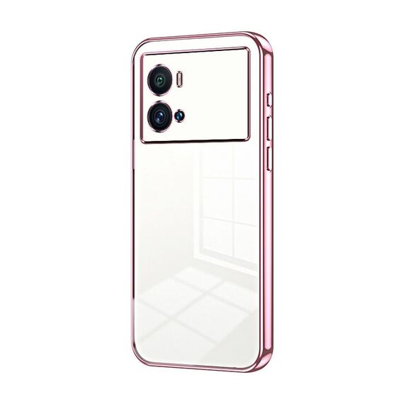 Per vivo iQOO 9 Pro Custodia per telefono con foro sottile con placcatura trasparente (rosa)