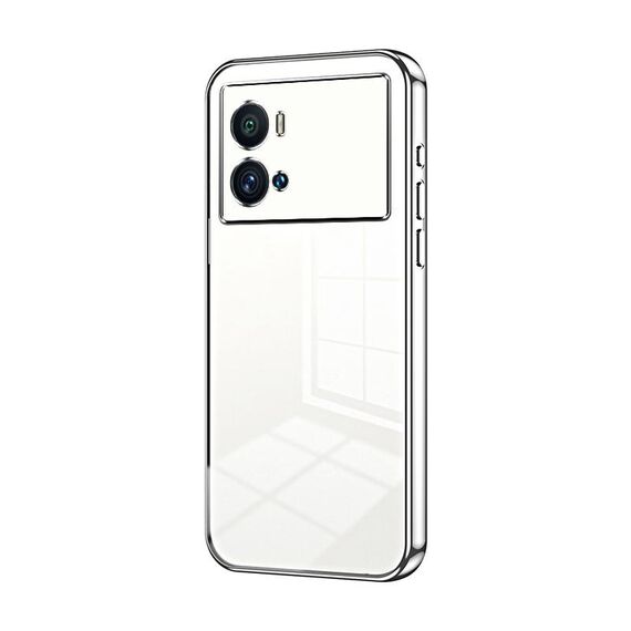 Per vivo iQOO 9 Pro Custodia per telefono con foro sottile con placcatura trasparente (Argento)