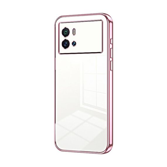 Per vivo iQOO 9 Custodia per telefono con foro sottile con placcatura trasparente (rosa)