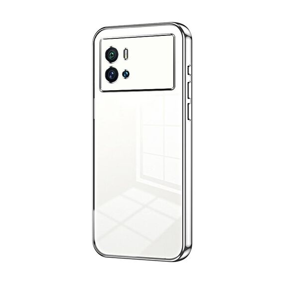 Per vivo iQOO 9 Custodia per telefono con foro sottile con placcatura trasparente (Argento)
