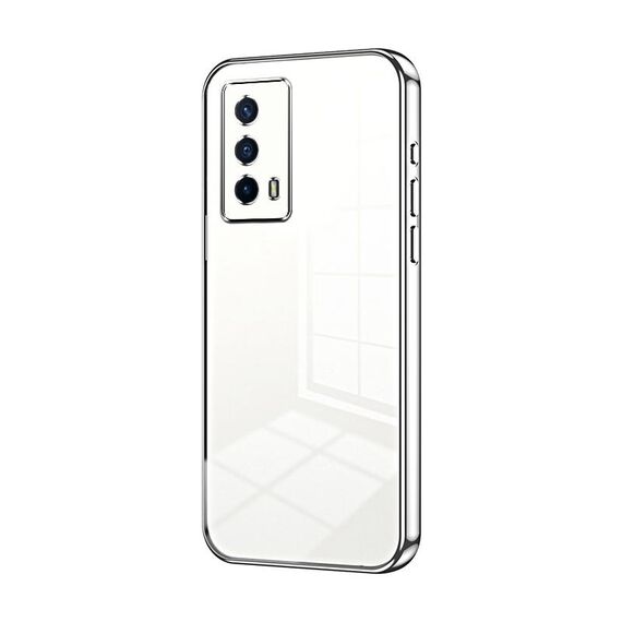 Per vivo iQOO Z5 Custodia per telefono con foro sottile con placcatura trasparente (Argento)