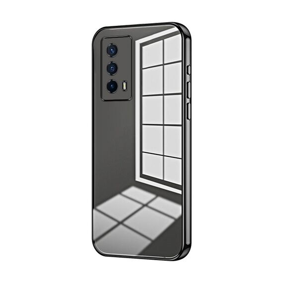 Per vivo iQOO Z5 Custodia per telefono con foro sottile con placcatura trasparente (nera)