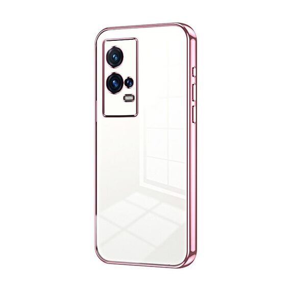 Per vivo iQOO 8 Pro Custodia per telefono con foro sottile con placcatura trasparente (rosa)