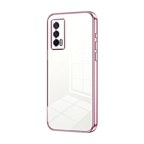 Per vivo iQOO Neo5 / iQOO 7 India Custodia per telefono con foro fine con placcatura trasparente (rosa)
