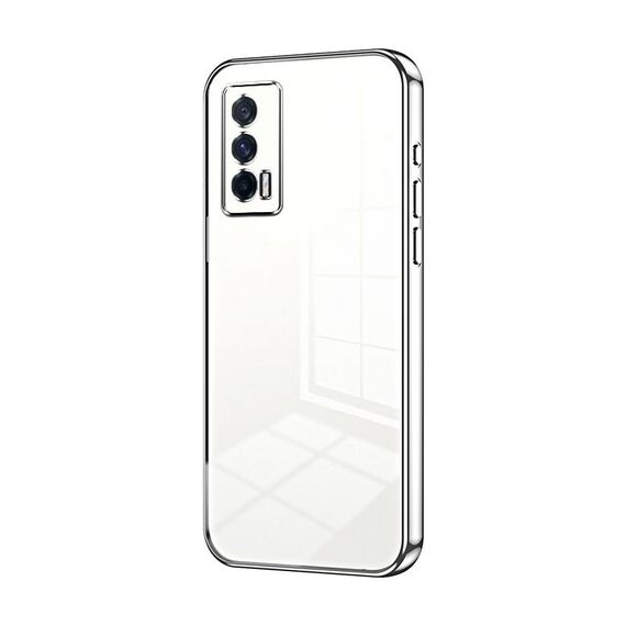 Per vivo iQOO Neo5 / iQOO 7 India Custodia per telefono con foro fine con placcatura trasparente (Argento)