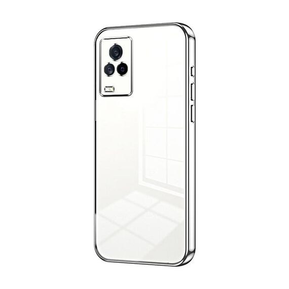 Per vivo iQOO 7 Custodia per telefono con foro sottile con placcatura trasparente (Argento)