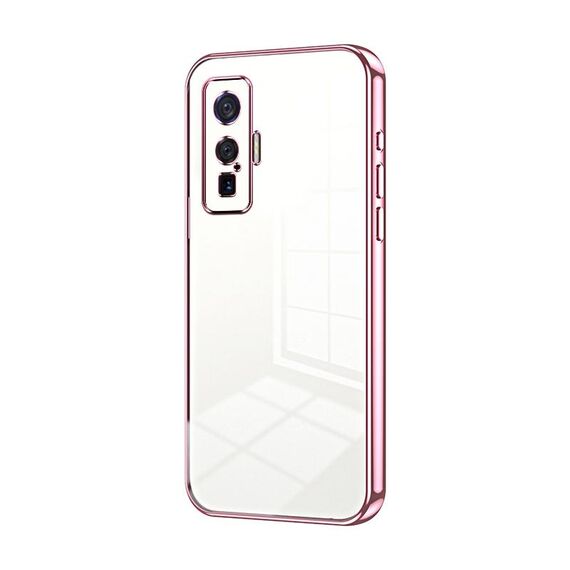 Per vivo iQOO 5 Pro Custodia per telefono con foro sottile con placcatura trasparente (rosa)