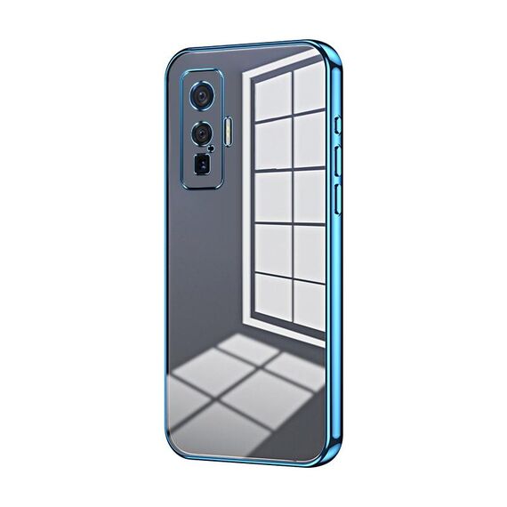 Per vivo iQOO 5 Pro Custodia per telefono con foro sottile con placcatura trasparente (blu)
