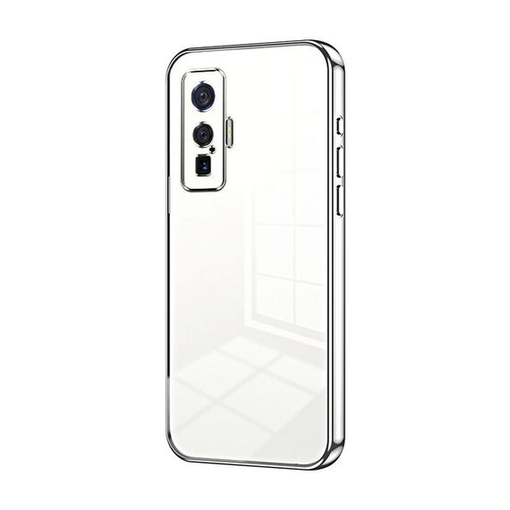 Per vivo iQOO 5 Pro Custodia per telefono con foro sottile con placcatura trasparente (Argento)