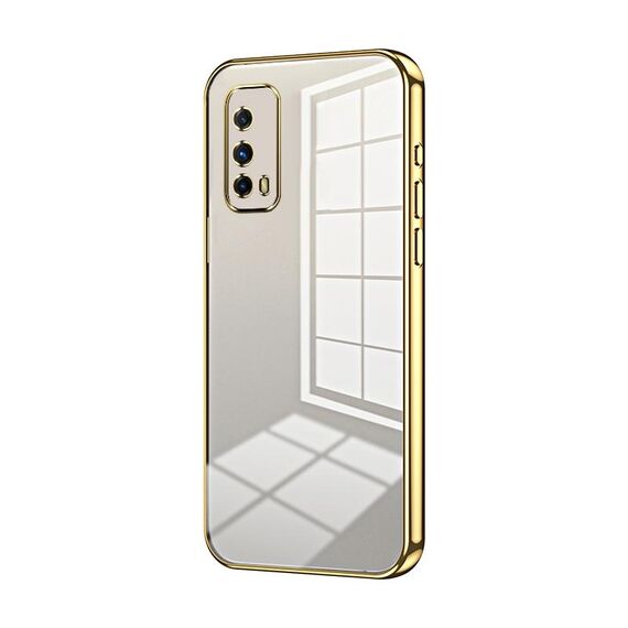 Per vivo iQOO Z1X Custodia per telefono con foro sottile con placcatura trasparente (oro)