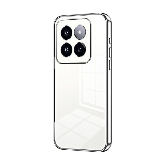 Per la custodia del telefono con foro fine con placcatura trasparente Xiaomi 14 Pro (argento)