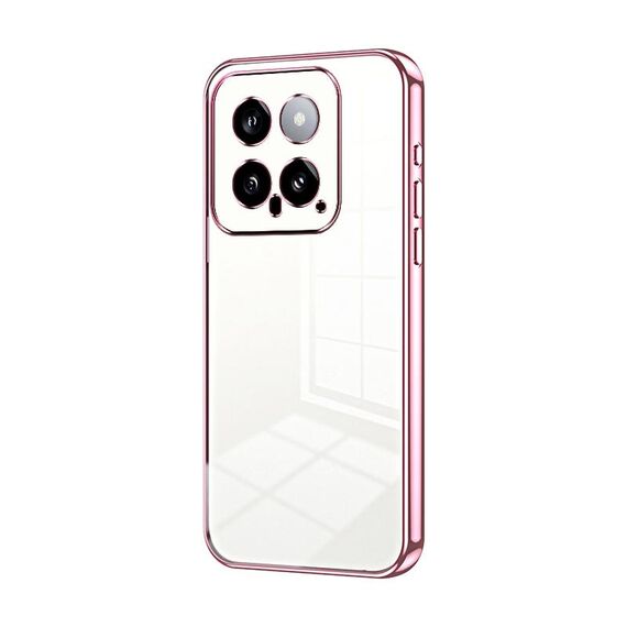 Per Xiaomi 14 Custodia per telefono con foro fine con placcatura trasparente (rosa)