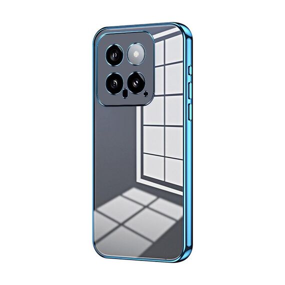 Per Xiaomi 14 Custodia per telefono con foro fine con placcatura trasparente (blu)