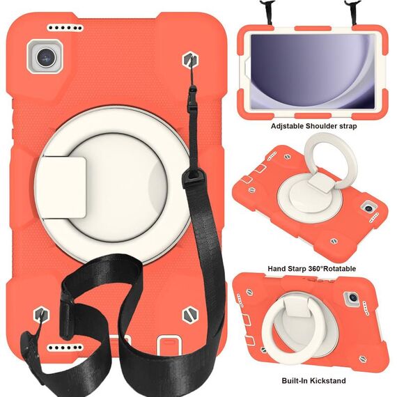 Per Samsung Galaxy Tab A9 8.7 2023 Custodia tablet PC ibrida in silicone con tracolla (arancione corallo)