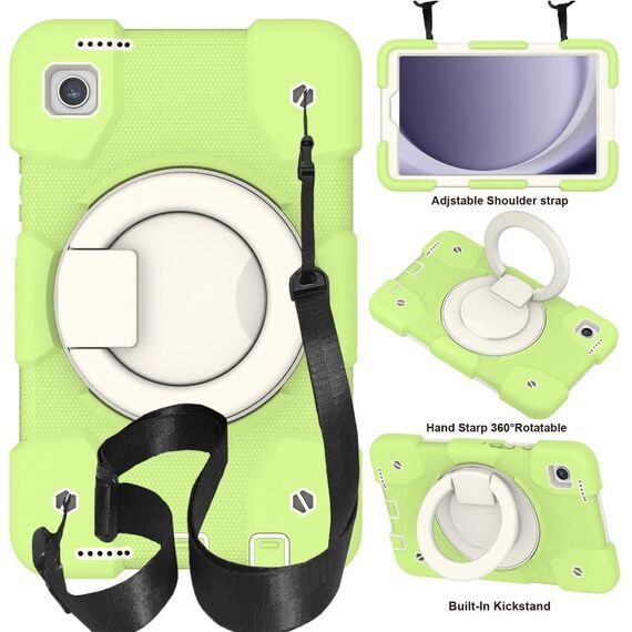 Per Samsung Galaxy Tab A9 8.7 2023 Custodia tablet PC ibrida in silicone con tracolla (verde)