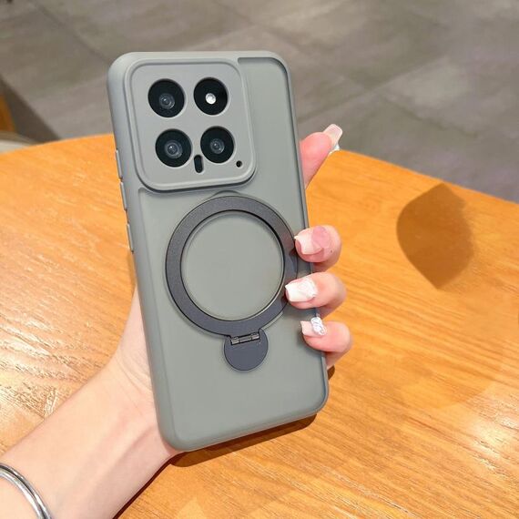 Custodia per telefono antiurto in TPU con supporto Xiaomi 14 Pro (grigio)