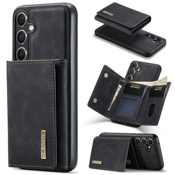 Per Samsung Galaxy S24+ 5G DG.MING Serie M1 Portafoglio multi-carta 3 pieghe + Custodia magnetica per telefono (Nero)