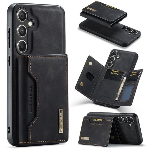 Per Samsung Galaxy S24+ 5G DG.MING Serie M2 Borsa multi-carta 3 pieghe + Custodia magnetica per telefono (Nero)