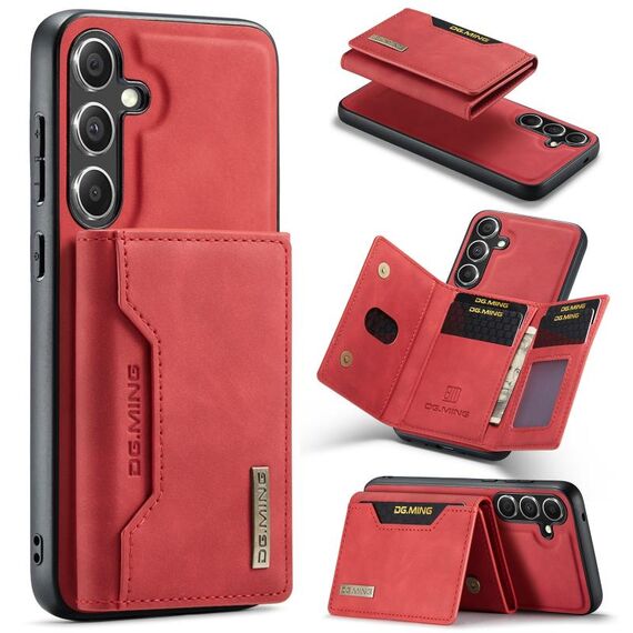 Per Samsung Galaxy S24+ 5G DG.MING Serie M2 Borsa multi-carta 3 pieghe + Custodia magnetica per telefono (Rosso)