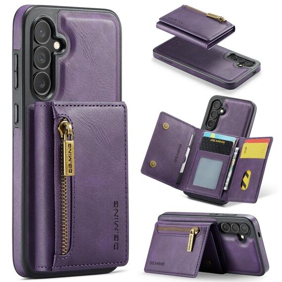 Per Samsung Galaxy S24+ 5G DG.MING M5 Series Custodia per telefono in pelle staccabile con cerniera RFID multi card (viola)