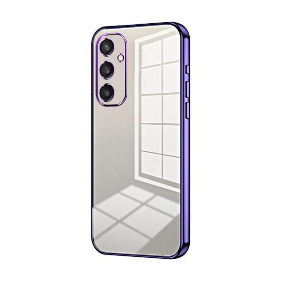 Per Samsung Galaxy S24+ 5G Custodia per telefono con foro fine con placcatura trasparente (viola)