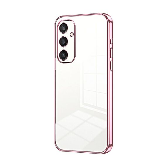 Custodia per telefono con foro fine con placcatura trasparente per Samsung Galaxy S24+ 5G (rosa)