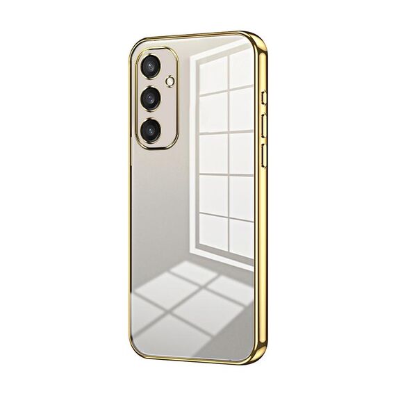 Per Samsung Galaxy S24 5G Custodia per telefono con foro fine con placcatura trasparente (oro)