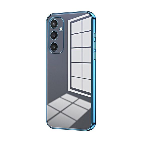 Per Samsung Galaxy S24 5G Custodia per telefono con foro fine con placcatura trasparente (blu)