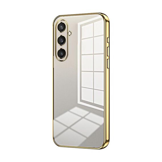 Per Samsung Galaxy S23 FE 5G Custodia per telefono con foro fine con placcatura trasparente (oro)